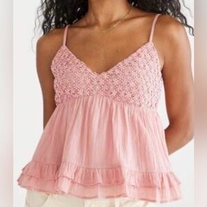 Aeropostale Large Pink Crochet Camisole Top